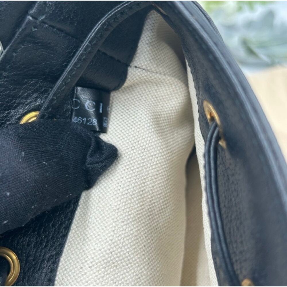 Women's Gucci OPHIDIA blue velvet bucket bag with leather trim, and web stripe - Picture 13 of 16